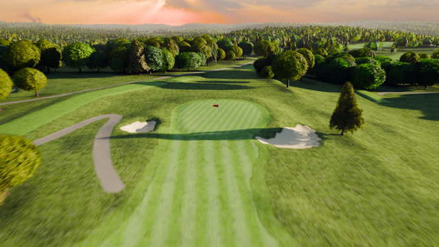 Hole 1 at River Ridge Golf Course, from the air
