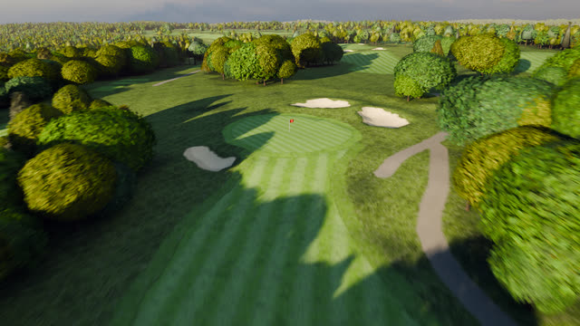 Hole 7 at River Ridge Golf Course, from the air