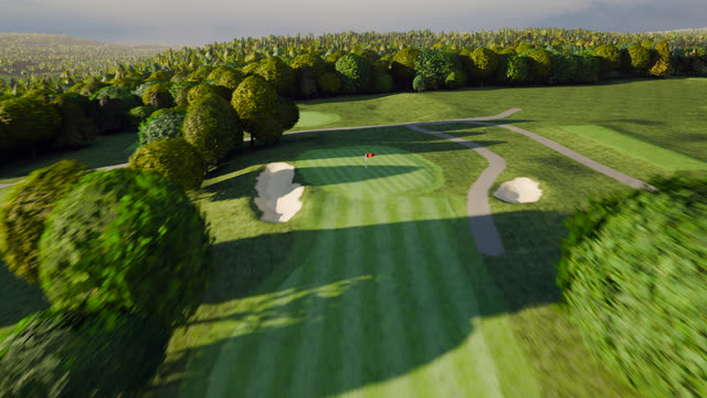 Hole 9 at River Ridge Golf Course, from the air