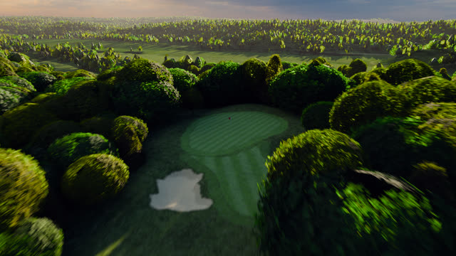 Hole 12 at River Ridge Golf Course, from the air