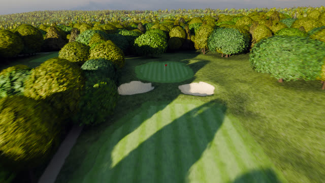 Hole 13 at River Ridge Golf Course, from the air