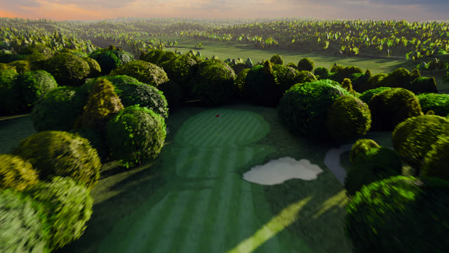Hole 14 at River Ridge Golf Course, from the air