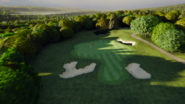 Hole 15 at River Ridge Golf Course, from the air