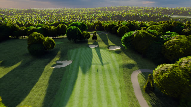 Hole 17 at River Ridge Golf Course, from the air