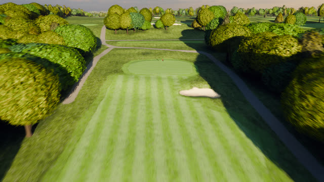 Hole 18 at River Ridge Golf Course, from the air